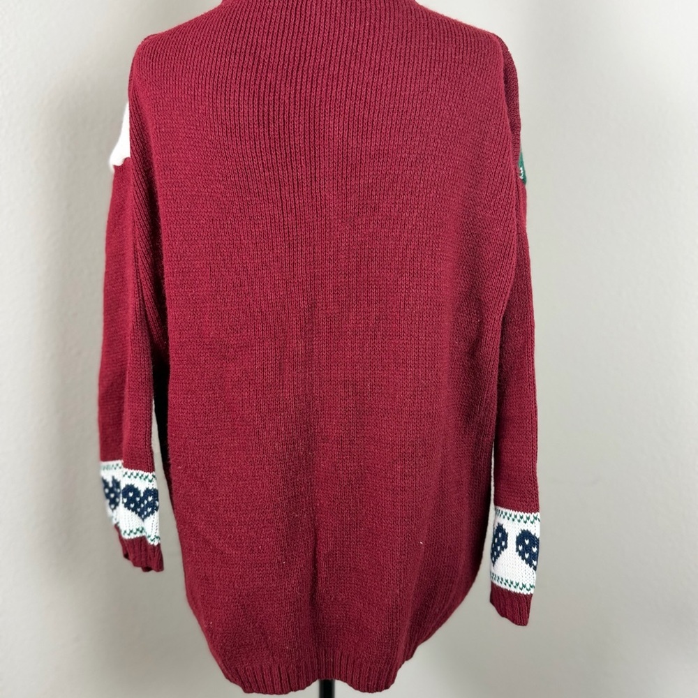 Vintage New Addition Maternity Patchwork Sweater Medium | Burgundy Cottagecore - Picture 14 of 14